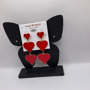Isaac Mizrahi dangle hearts earrings.